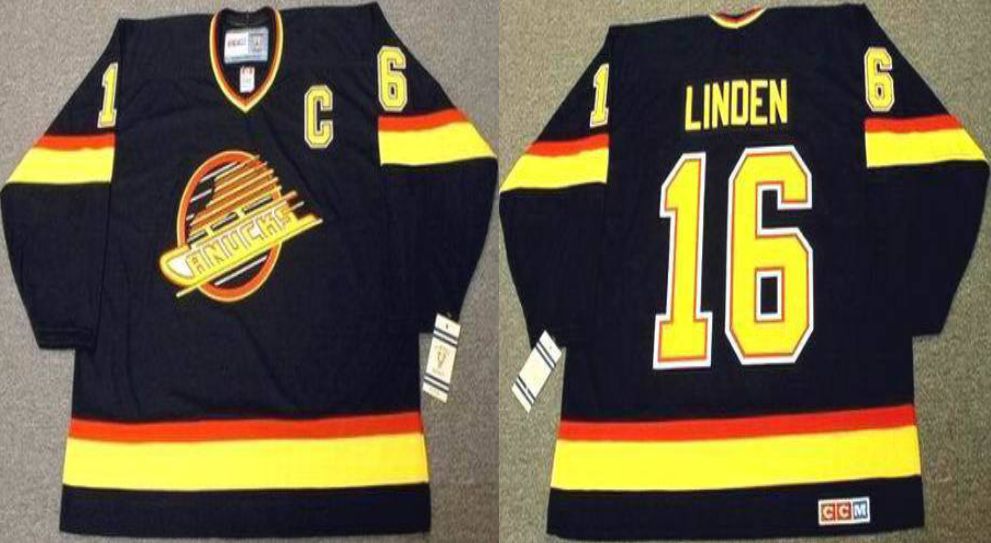 2019 Men Vancouver Canucks 16 Linden Black CCM NHL jerseys1